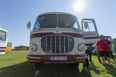 Retro Bus Parade Foto stock