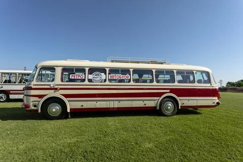 Retro Bus Parade Foto stock