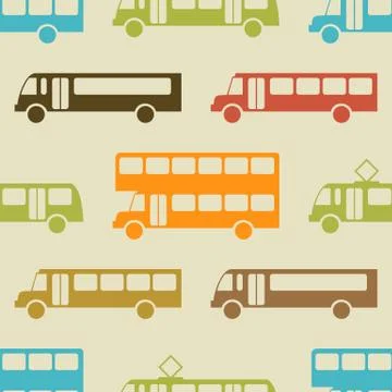 Retro bus seamless pattern Stock Illustration