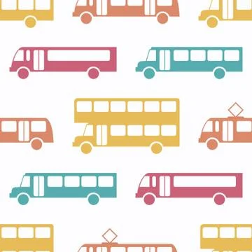 Retro bus seamless pattern Stock Illustration