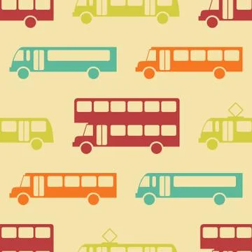 Retro bus seamless pattern Stock Illustration