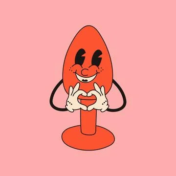 Retro butt plug mascot character. 40s, 50s, 60s old animation style. Illustrazione stock