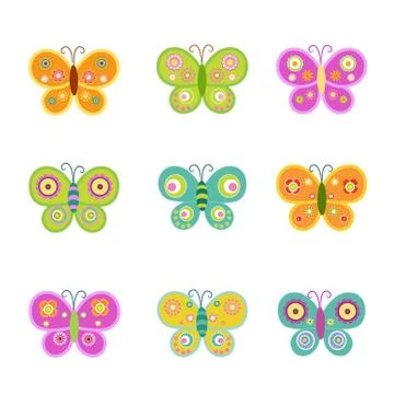 Retro butterflies Stock Illustration