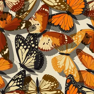 Retro butterflies seamless pattern Stock Illustration