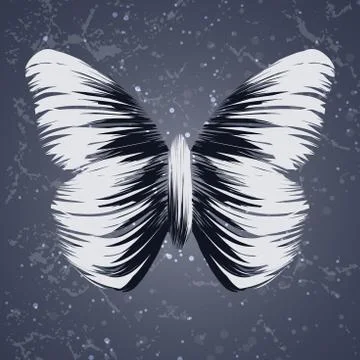 Retro butterfly on old background Stock Illustration