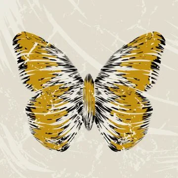 Retro butterfly on old background Stock Illustration