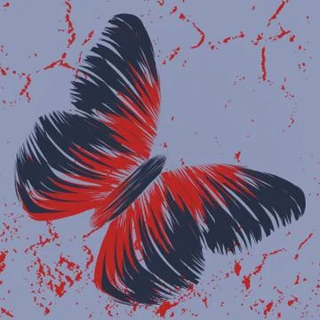 Retro butterfly on old background Stock Illustration