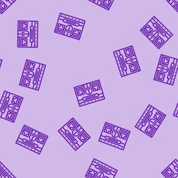 Retro cafe street line vector seamless pattern Stock Illustration