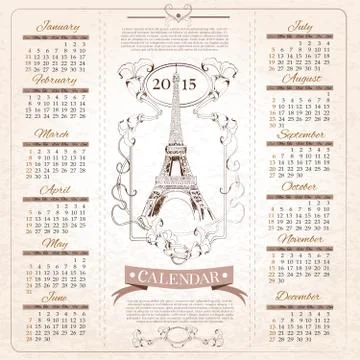 Retro Calendar for 2015 Stock Illustration