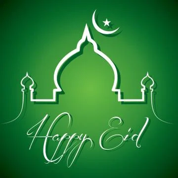 Retro calligraphy of text happy eid - vector illustration Stock Illustration