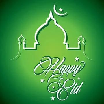 Retro calligraphy of text happy eid - vector illustration Stock Illustration