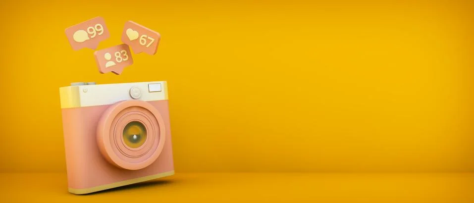 Retro camera 3d rendering Stock Illustration