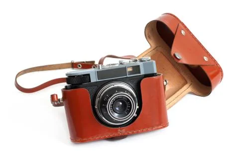 Retro camera and case Stock Photos