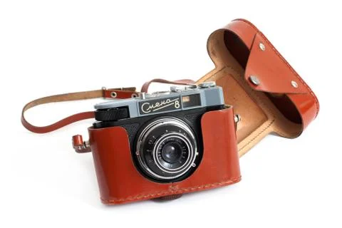 Retro camera and case Stock Photos