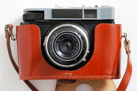 Retro camera and case Stock Photos