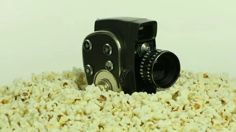 Retro camera and popcorn Stock Footage 48447631