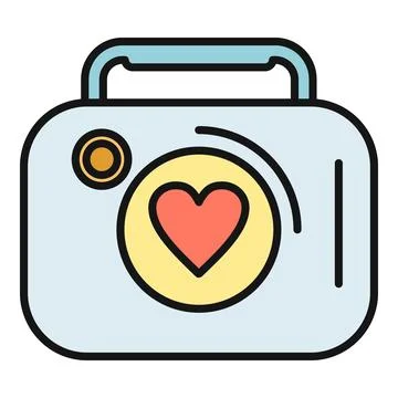 Retro camera capturing loving memories flat design Stock Illustration