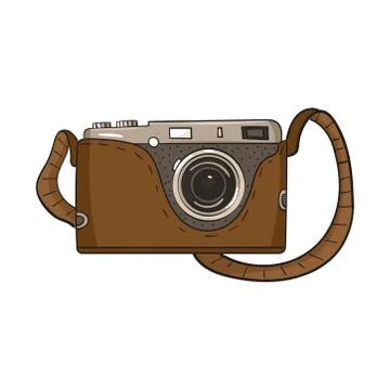 Retro camera in cartoon style. Single object isolated on white background Stock Illustration