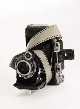 Retro camera with film Stock Photos