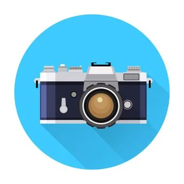 Retro Camera flat icon vector illustration Illustrazione stock