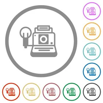 Retro camera flat icons with outlines Stock Illustration