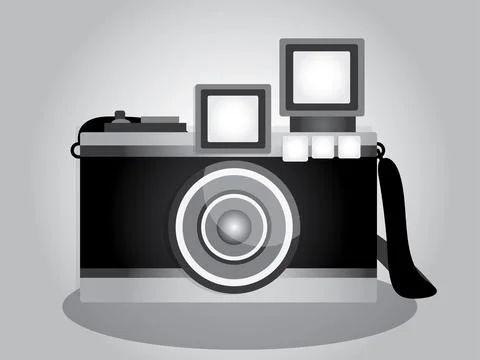 Retro camera in a flat style on a colored background. Old camera Stock-Illustration