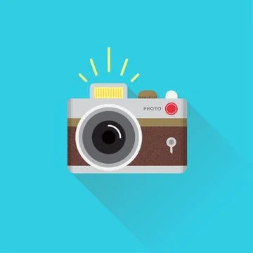 Retro camera in a Flat style. Vector. Stock Illustration