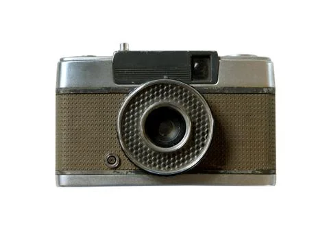 Retro camera isolate on white (clipping path) Stock Photos