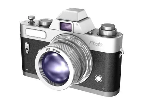Retro camera isolated on white background Stock Illustration