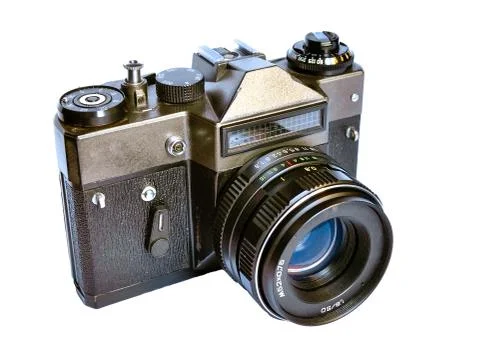 Retro camera isolated on white Stock Photos