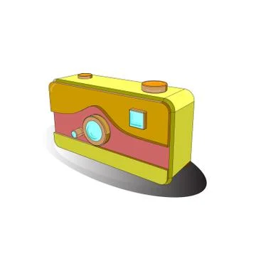 Retro camera. Isometry. Scketh in gray, white and yellow colors. 3D picture vect イラスト素材