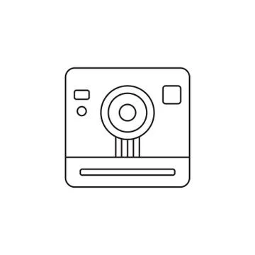 Retro camera line icon, outline vector Stock Illustration