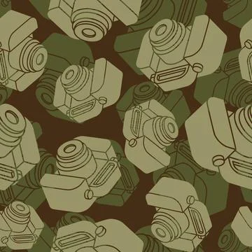 Retro camera Military pattern seamless. camera Army background. Protective .. Illustrazione stock