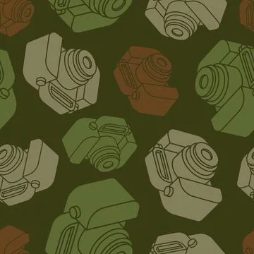 Retro camera Military pattern seamless. camera Army background. Protective .. Illustrazione stock