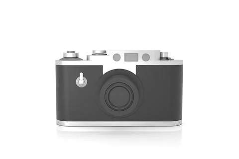 Retro camera model isolated on white background. 3D rendering. Stock Illustration