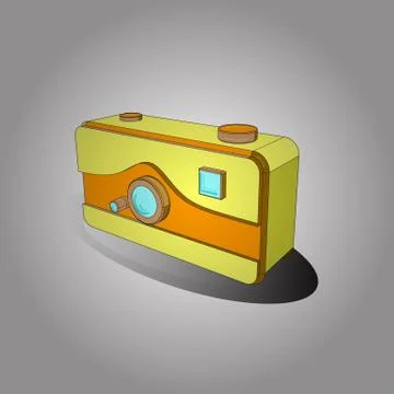 Retro camera. Old camera in a 3D style on a colored background. Vector illustrat 스톡 일러스트