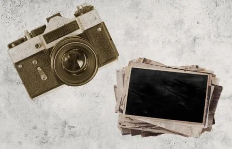 Retro camera on paper background Stock Photos