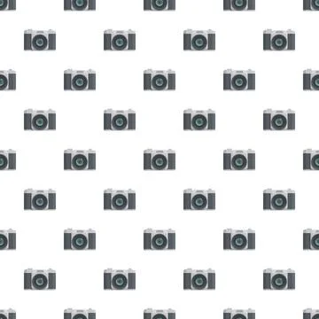 Retro camera pattern repeating on white background Stock Illustration