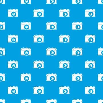Retro camera pattern seamless blue Illustrazione stock