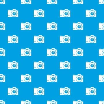 Retro camera pattern seamless blue Illustrazione stock