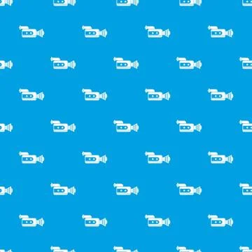 Retro camera pattern seamless blue Illustrazione stock