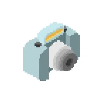 Retro camera pixel art. 8 bit vintage camera. pixelated Icon symbol Stock Illustration
