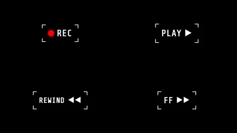 Retro camera recording icons and playback interface symbols 4K Stock Footage 340154108