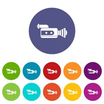 Retro camera set icons Illustrazione stock