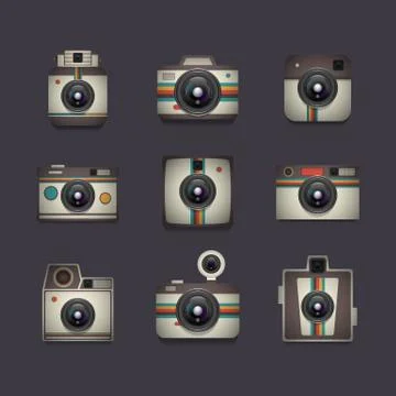 Retro camera set Illustrazione stock