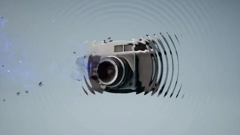 A retro camera shooting magical beams that vibrate as they shoot Stock Footage 301740770