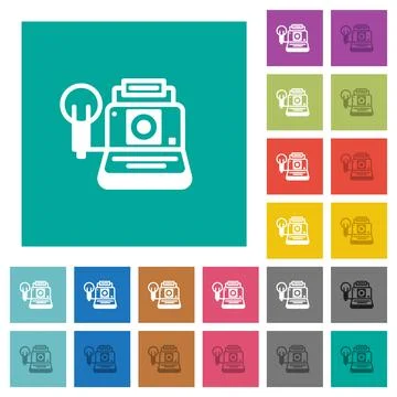 Retro camera square flat multi colored icons Stock Illustration