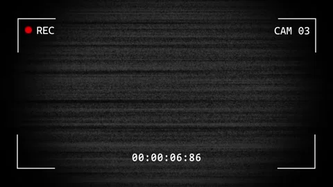 Retro camera viewfinder recording screen with glitch and static noise VHS effect Stock Footage 340326070