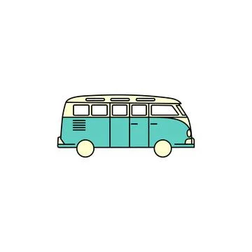 Retro Camper van logo, emblems and badges. Recreational vehicle illustration Stock Illustration