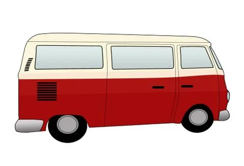 Retro camper van on white background Stock Illustration